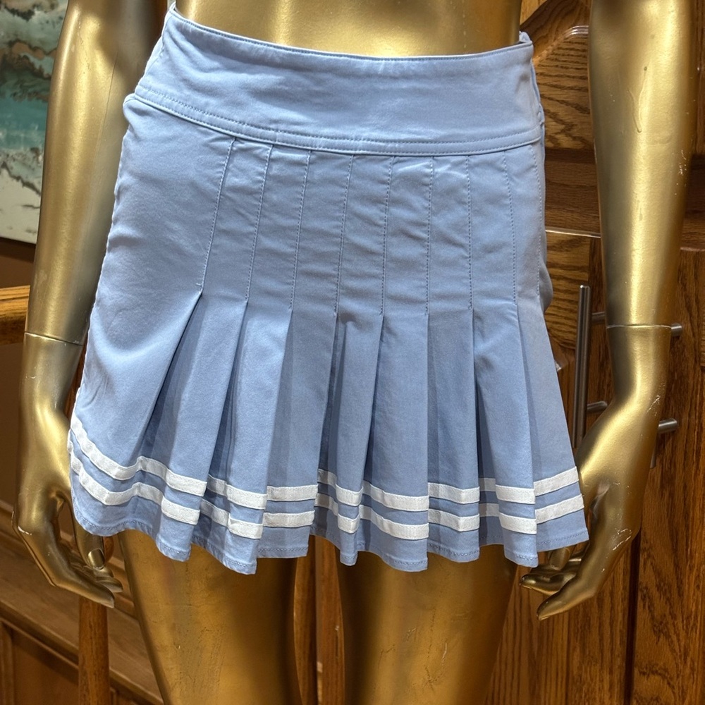Divided Sky Blue Pleated Mini Skirt